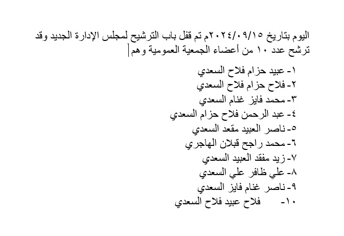 تم قفل باب الترشيح لمجلس الادارة الجديد